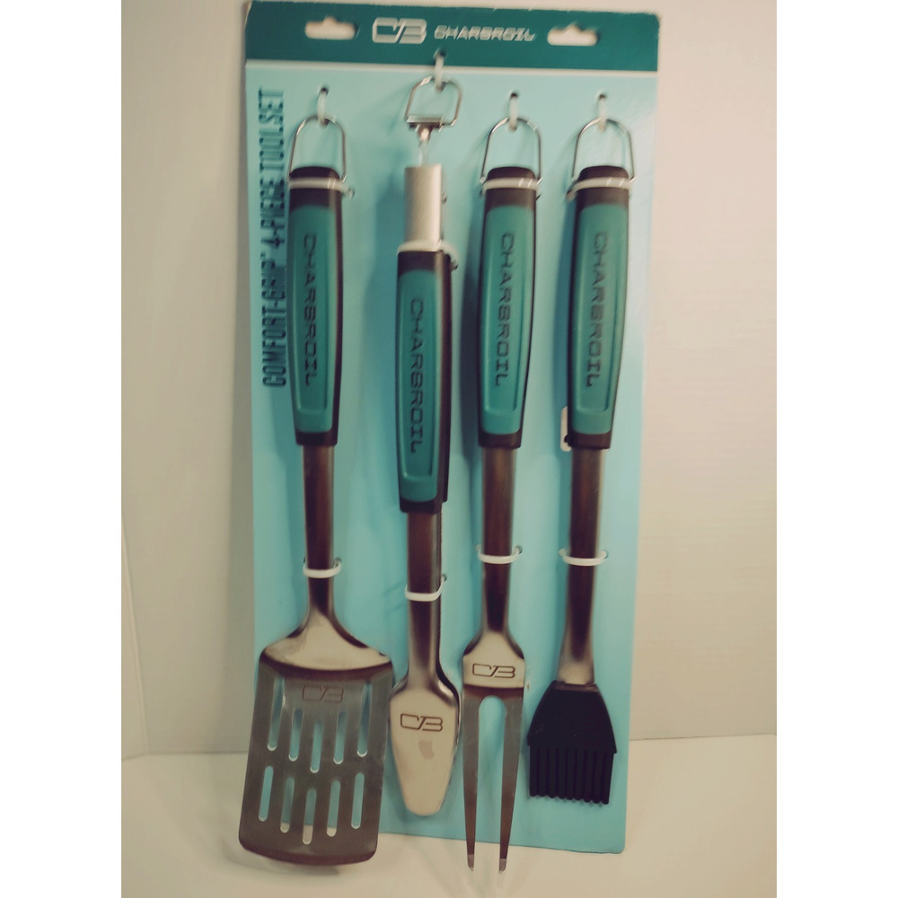 Char-Broil Comfort-Grip Stainless Steel BBQ Tool Set, 4-Piece, Dishwasher Safe